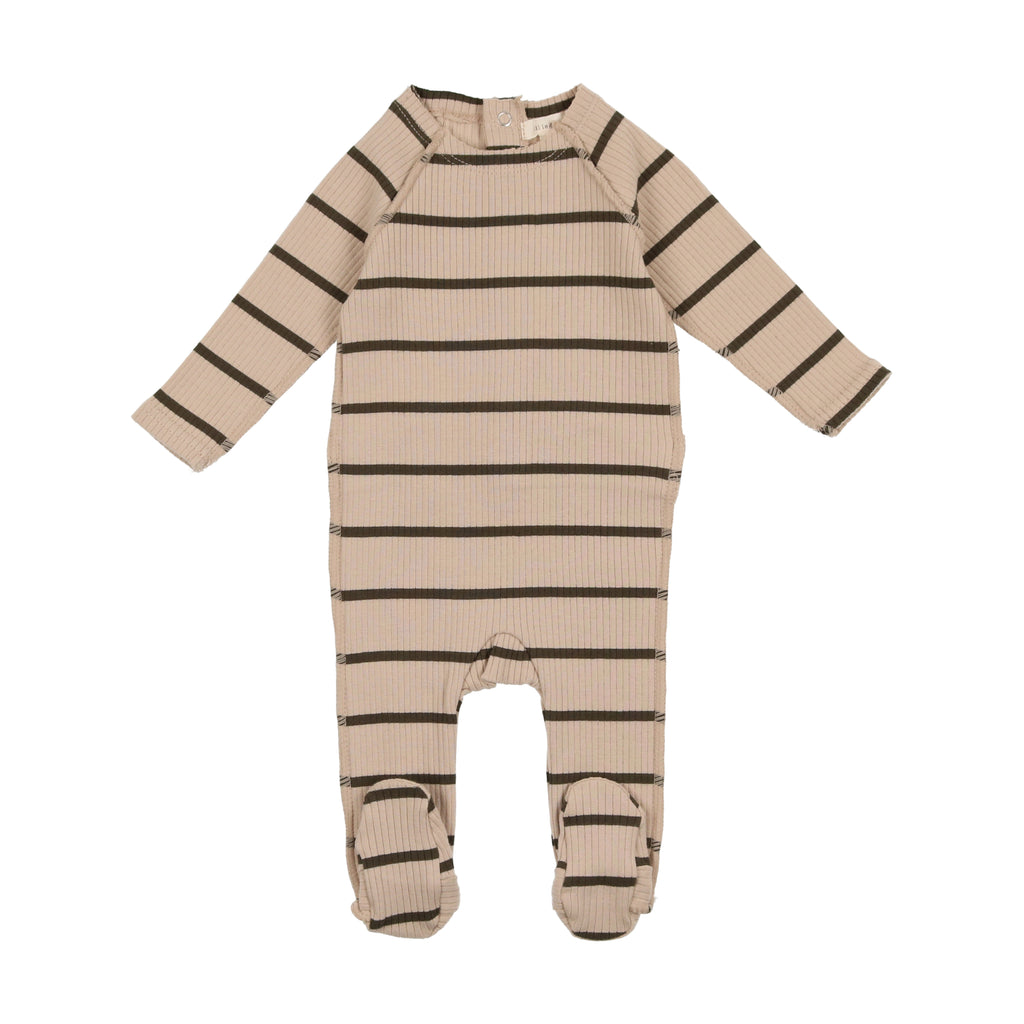 Baby Boy Footie + Bonnet | Stitch Ribbed | Evergreen Stripe | Lil Legs | AW22