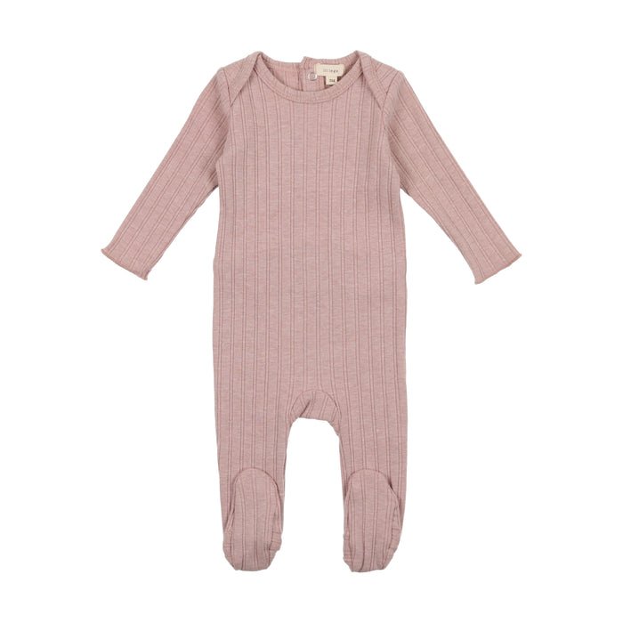 Baby Girl Footie + Beanie | Double Ribbed | Heather Lilac | Lil Legs | AW22
