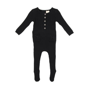 Baby Girl Footie | Knit | Black | Lil Legs | AW22