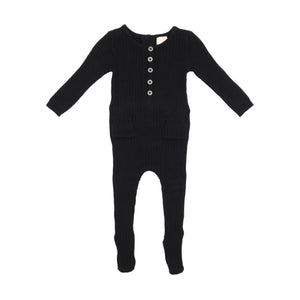 Baby Boy Footie | Knit | Black | Lil Legs | AW22