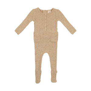 Baby Boy Footie + Bonnet | Knit | Toffee Speckle | Lil Legs | AW22
