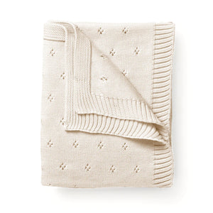 Organic Cotton Pointelle Baby Blanket | Vanilla Natural | MakeMake Organics