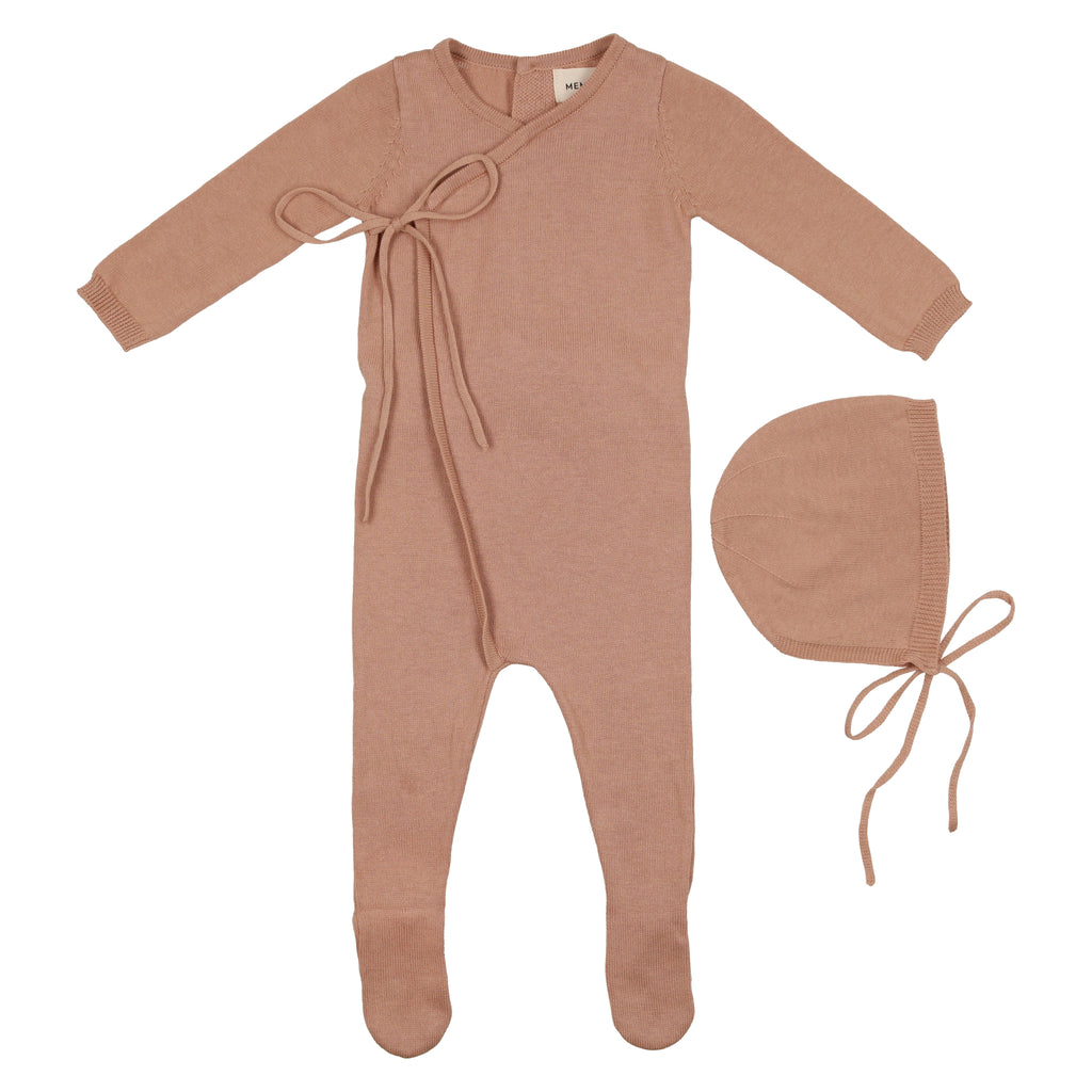 Baby Girl Footie + Bonnet | Knit Wrap | Pink | Mema | AW22