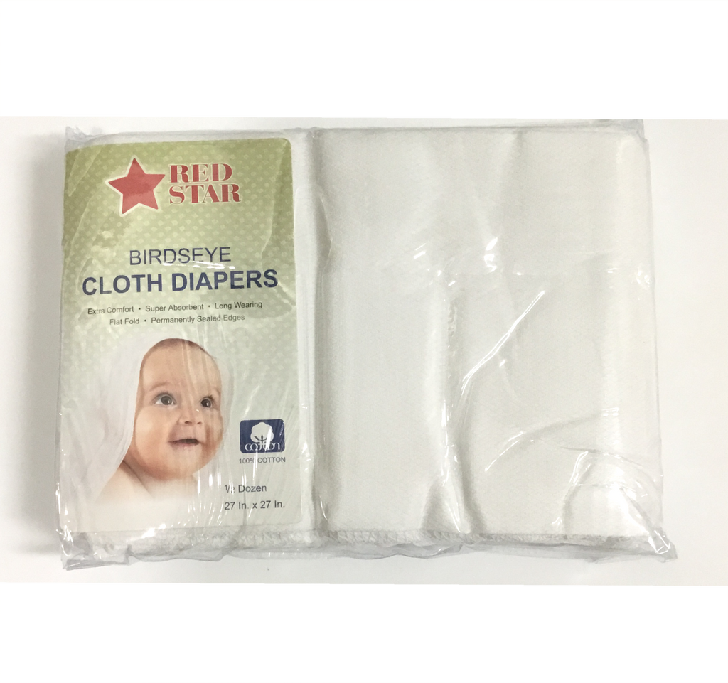 Cloth Diapers | 6 Pack | White | Red Star