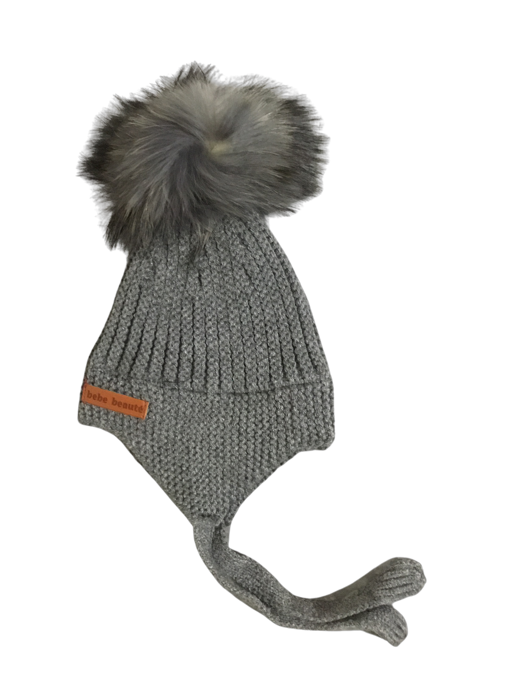 Baby Winter Hat | Pompom Tie Hat | Grey | Bebe Beute