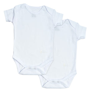 Short Sleeve Bodysuit - Undershirt | Basic White 2 Pak | Feathers