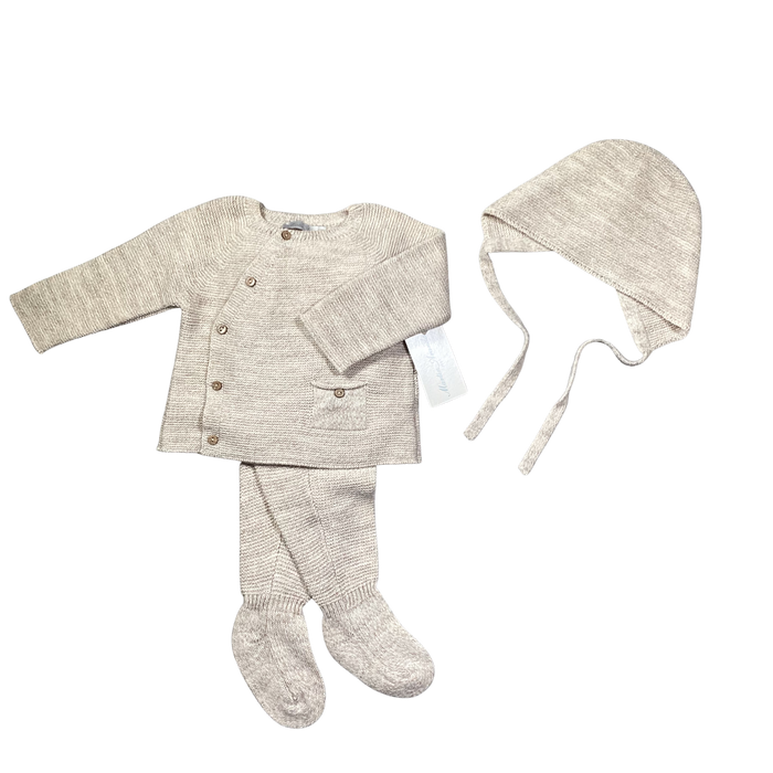 Baby Boy Knit Outfit | Side Button | Beige | Martin Aranda | AW22