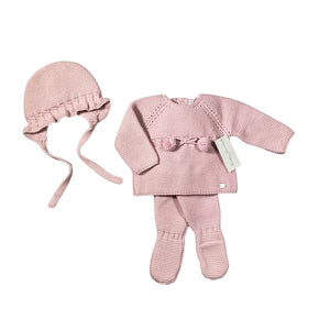 Baby Girl Knit Outfit | Pompom | Mauve | Martin Aranda | AW22