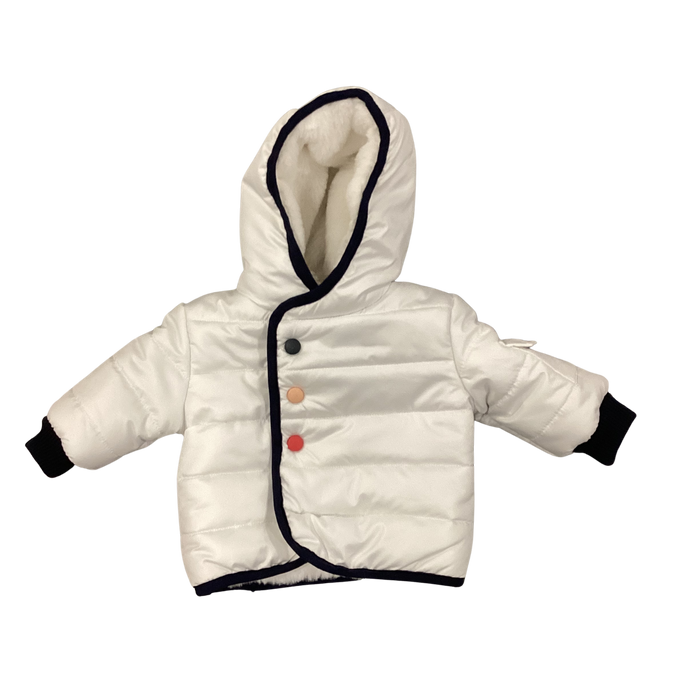 Baby Boy Puffer Jacket | Wrap Me Up | Ivory & Blue | Mon Tresor | AW22