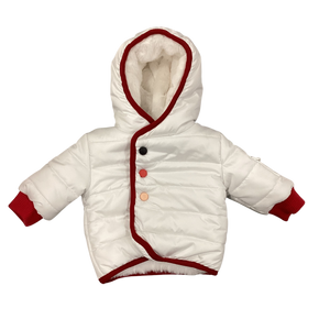 Baby Girl Puffer Jacket | Wrap Me Up | Ivory & Red | Mon Tresor | AW22