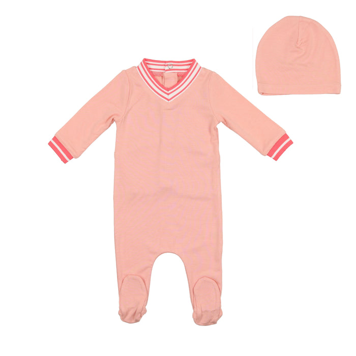 Baby Girl Footie + Beanie | Varsity Collection | Rose | Bee and Dee | SS23