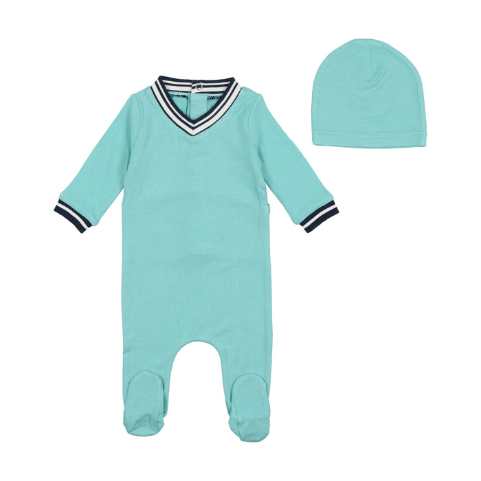 Baby Boy Footie + Beanie | Varsity Collection | Blue | Bee and Dee | SS23