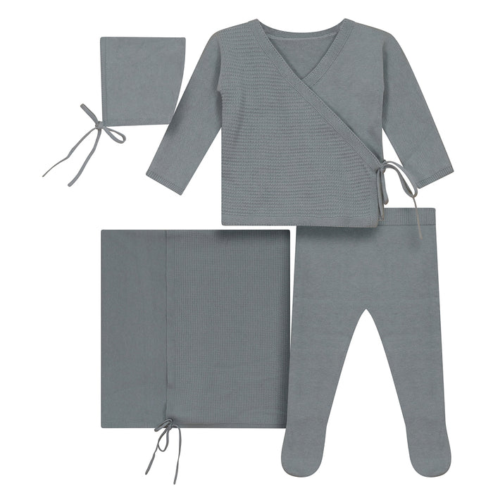 Baby Boy 3 Piece Set | Wrap Style Knit | Blue | Bondoux | SS23